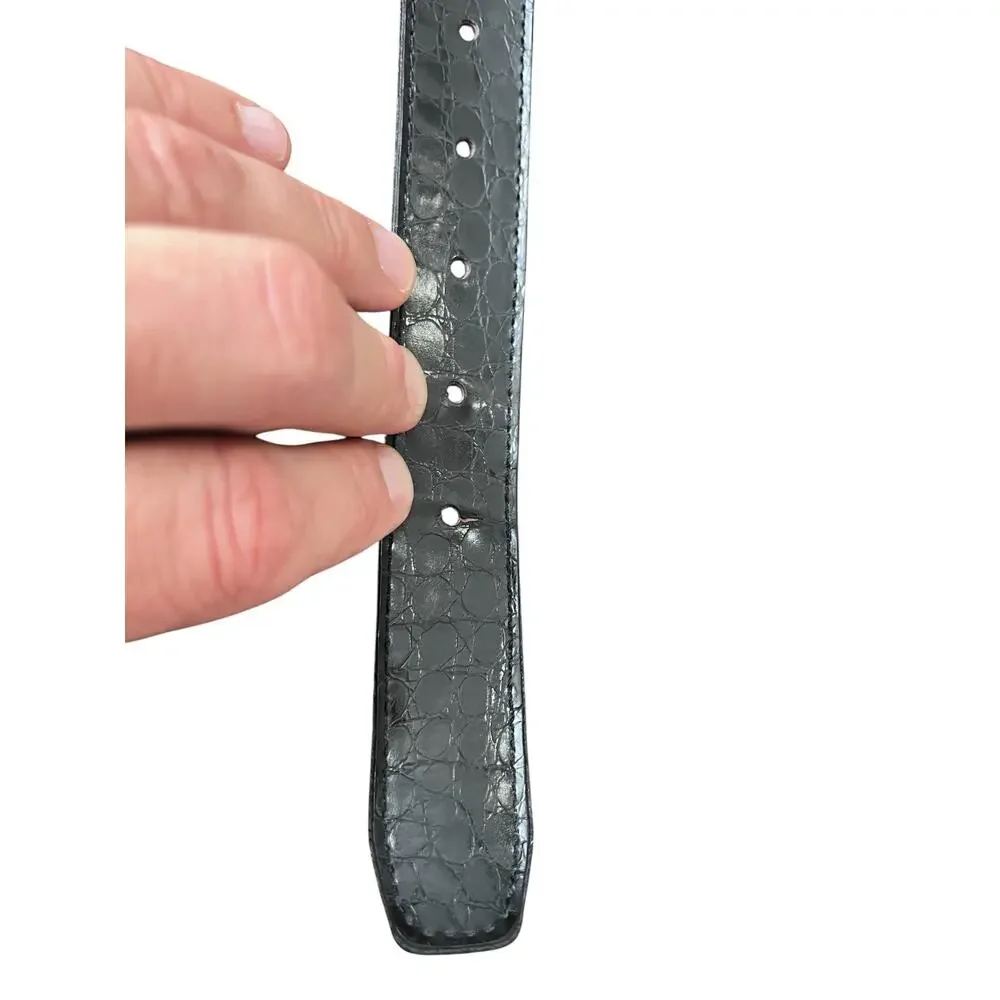 Size 36 Alligator Grain Bonded Split Leather Made in USA Black Belt Mens